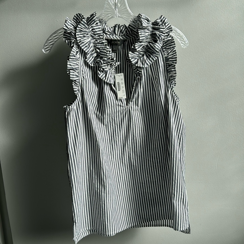 NWT JCrew Sleeveless Ruffle Blouse